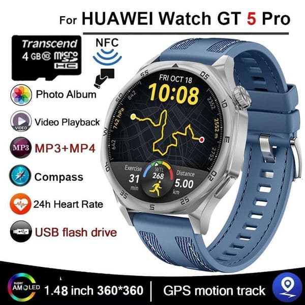 2025 New GT5 Pro GPS NFC Smart Watch Men HD AMOLED Screen Heart rate Bluetooth Call IP67 Waterproof Man Smartwatch Android IOS