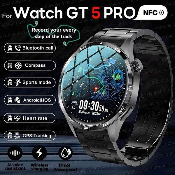 2025 GT5 PRO Men For Ultra Smart 5 Pro AMOLED HD Screen Bluetooth Call NFC GPS Trectory Compass Smart Watches New