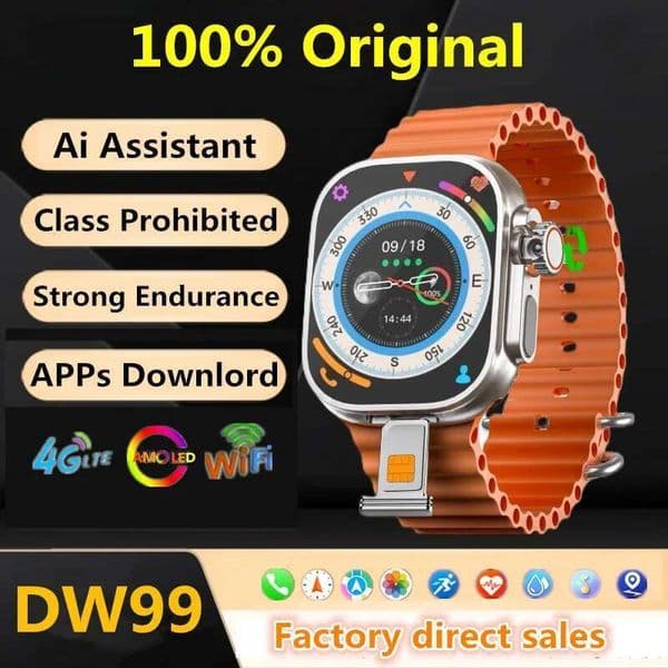 Original DW99 S9 Ultra Smart Watch 4G/5G Android System 180° 800W Camera WIFI GPS Smartwatch Men NFC Google Play Store