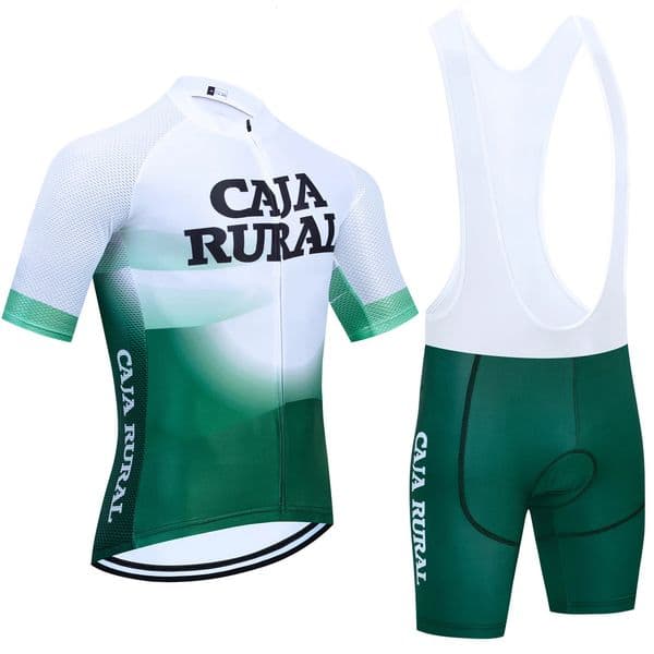 Green Bicycle Maillot Team CAJA RURAL Shirt Bibs Shorts Set Mens Summer Breathable Ropa Ciclismo MTB Clothing 250424z
