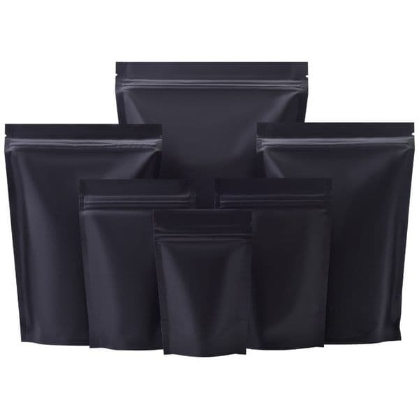 wholesale Plastic Stand Up Packaging Bags Black Aluminum Foil Zipper Open Top Pouches For Food Long Term Storage Tea Sugar Coffee Bean Snack Rice Candy Package