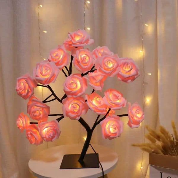 Table Lamp 24LED Flower Tree Rose Lamps Fairy Desk Night Lights USB Operated Gifts For Wedding Valentine Christmas Decoration Z250508