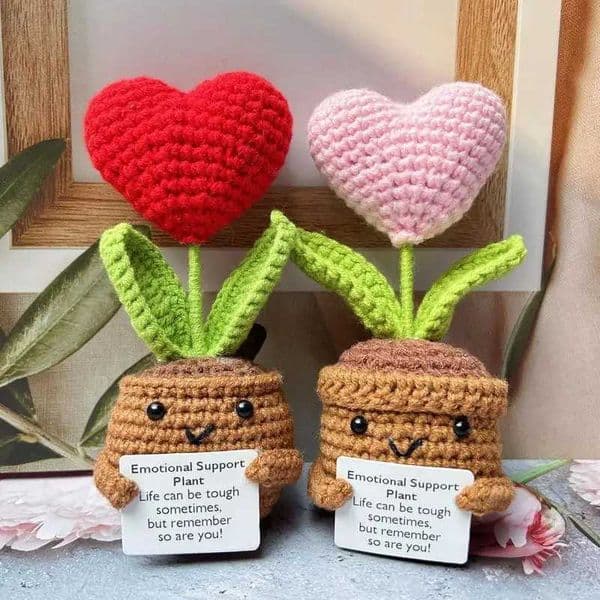 2025 Handmade Crochet Flowers With Positive Card Sunflowers Crochet Flower Positive Emotional Support Knitted Love Flowers Room Deco X2505081
