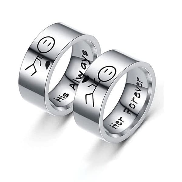 Xinghe Titanium Steel His Always Her Forever Couple Pair Hip Hop Style Ring