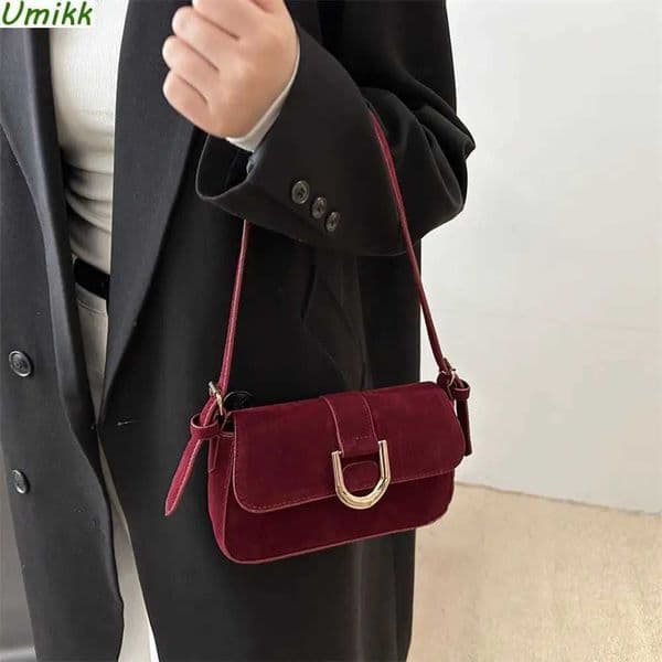 Shoulder Bag for Women Flap Underarm Bag Suede Solid Color Tote Handbag Clutch Purse for Work Travel ShoppingW250508