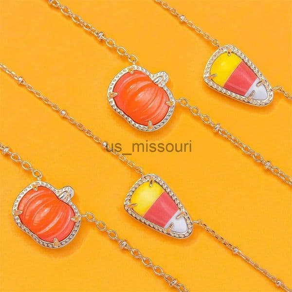 Halloween pumpkin candy necklace female earringsskull necklace female Instagram style gold-plated color preservation necklace J250509