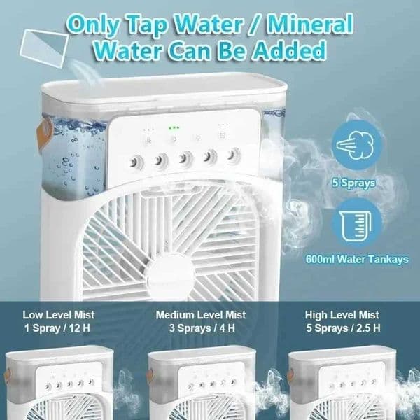 2025 New 3-in-1 fan air conditioner mini home air cooler LED night light portable humidifier air conditioning fan office and ho X2505081