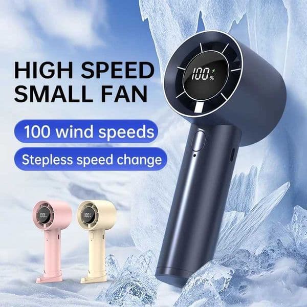 Portable Handheld Fan 100 Speeds Battery Operated Cooling Fan Adjustable Mini Desktop Fan With Digital Display X250508