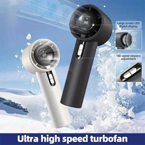 Portable handheld turbine bladeless fan with adjustable speed setting large-capacity rechargeable battery suitable for outdoor X250508