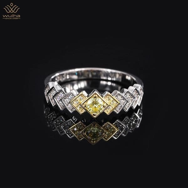 WUIHA 925 Sterling Silver White Gold 4*4MM Yellow Sapphire Faceted Gemstone Ring For Women Engagement Gift Jewelry Drop 250509