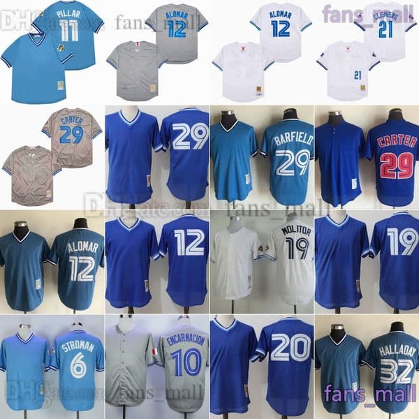 1992 Throwback Baseball 12 Roberto Alomar Jersey Vintage 19 Jose Bautista Carter Dickey Tulowitzki Stroman Encarnacion Pillar Donaldson Clemens Halladay Jerseys