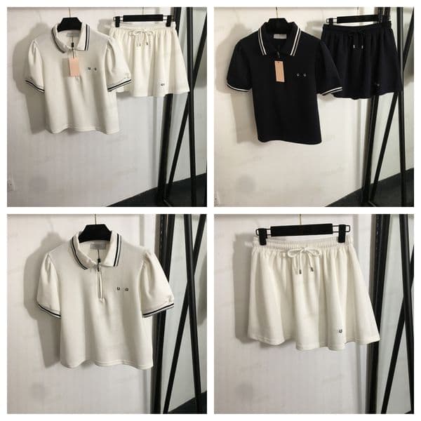 MM Embroidery Tracksuits Cotton Designer T Shirt Skirt mu Letters Tops Outfits Summer School Style Tracksuit