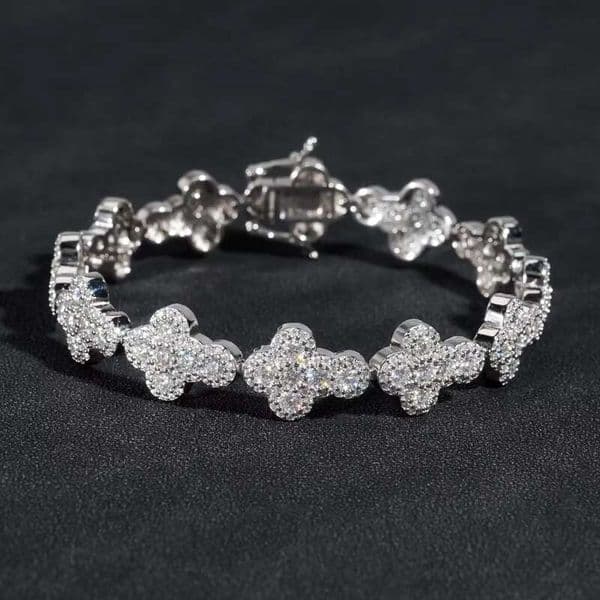 Gra Certificated Pass Diamond Tester 925 Silver Iced Out Cluster Tennis Bracelet Moissanite Diamond