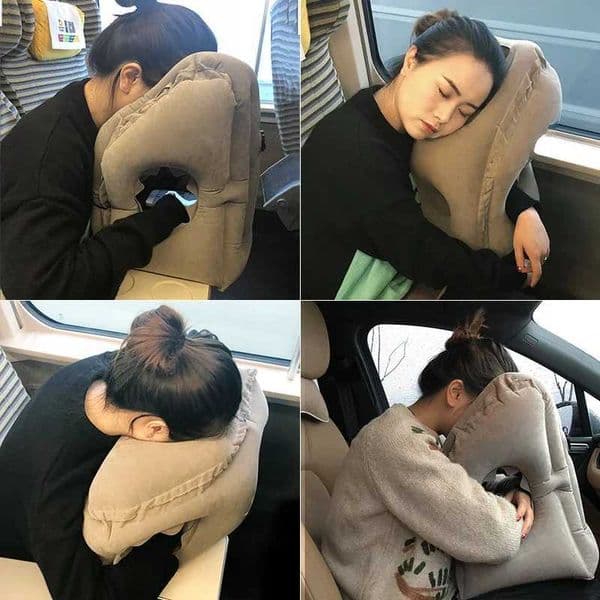 Upgraded inflatable air cushion travel pillow head chin support pad for airplanes cars offices resting necks nap pillows M250510
