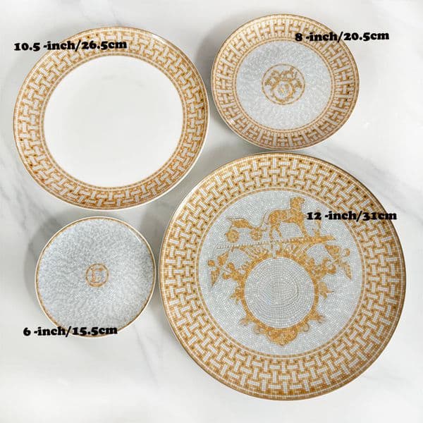Ceramic tableware Western steak plate Italian pasta fruit plate light plate flat plate 4-piece gift set