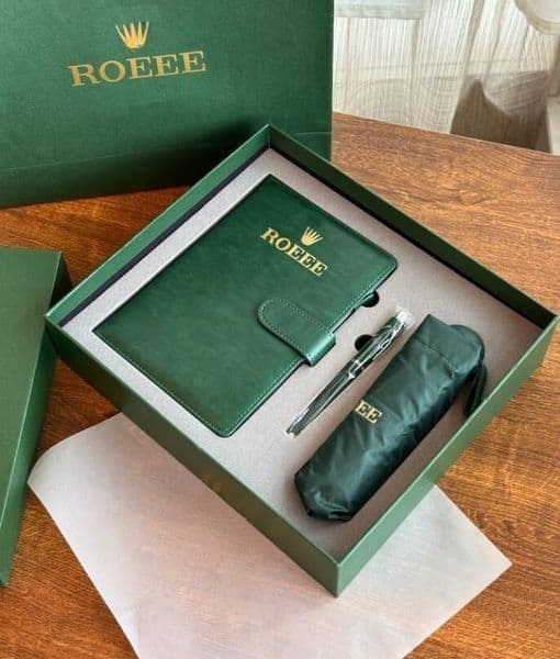 Notebook Luxury Wholesale Top Quality Green Ballpoint Set Designer Business Work Notebook Pen Umbrella 3Piece journal Set Notepads Teachers Day St Z251031 Lea