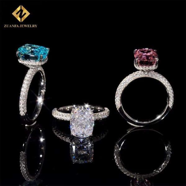 Vintage silver engagement wedding men's chilled hip-hop accessories cushion cutting women's colorful 5A cubic zirconia ring aaa aaa