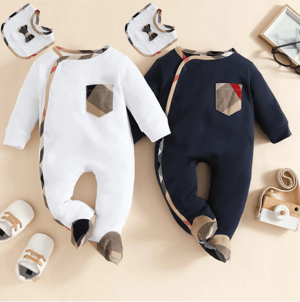 100% cotton kids designer Romper baby boy girl tops quality Long sleeve clothes 1-2 years old newborn Spring Autumn lapel Jumpsuits childrens clothing
