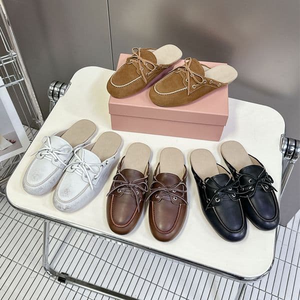 Luxury leather Classic leather mules Flat slipper slides sandal womens Beach shoes designer slides for womens Walking Vacation shoes