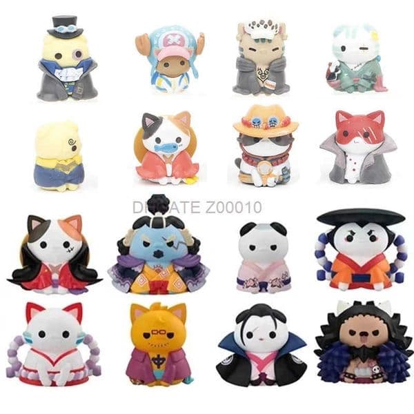 8pcs/Set One Piece Cos Cat Action Figure Toy Wanno Country Kaidou Jinbe Cake Decoration Kozuki Oden Ornaments