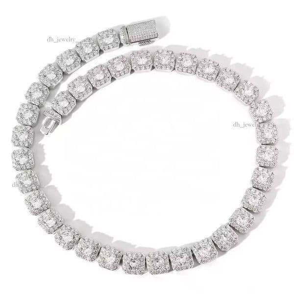 5MM Width Sterling Sier VVS D Color Moissanite Dia Tennis Chain Hip Hop Style Jewelry Necklace