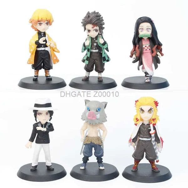 2026 New 6Pcs/Set Kimetsu No Yaiba Anime Tanjirou Kibutsuji Muzan Action Figure Demon Slayer Kamado Nezuko Figurine Model Toys