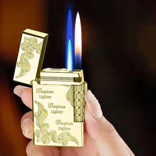 2025 New Ic Loud Sound Sand Wheel Open Flame A Key To Switch Dual-Flame Cigarette Lighter Mens Gift Y250513