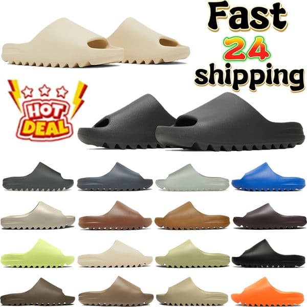 Designer Slippers Slider soft Sandals Fashion Mens Womans Blue Onyx Pure Ochre Bone glow Desert Ararat enflame orange rubber summer outdoor Beach shower room Shoes