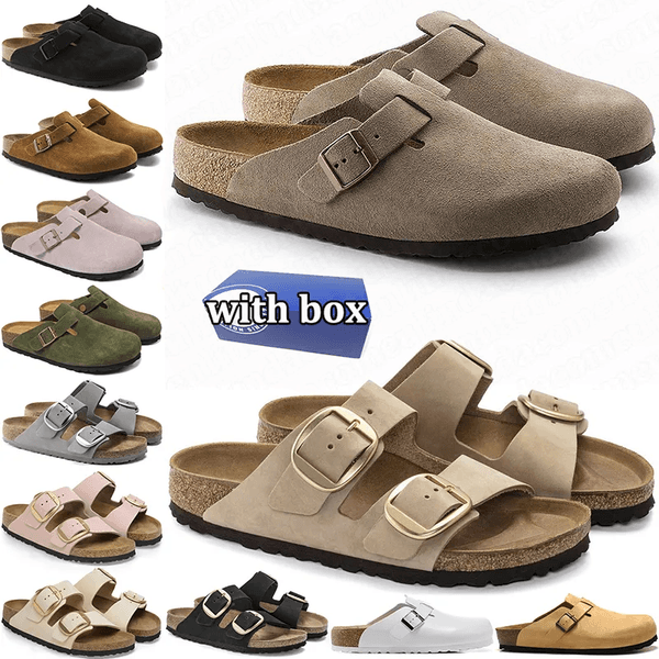 Free Shipping with box designer slippers men women clogs black brown pink olive suede leather mens fashion slides outdoor comfortable sandals shoes size 35-46