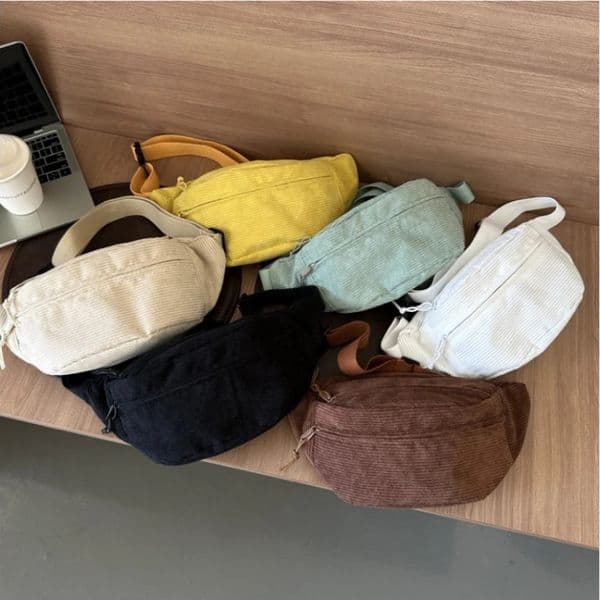 Corduroy Women Waist Bag Canvas Student Shoulder Crossbody Chest Fanny Pack Fashion Phone Banana Female Bum Belt Bags 250514
