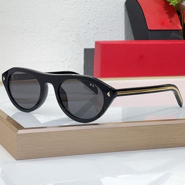 Designer Sunglasses For Mens SPRB15 Classic Black Oval Acetate Glasses Side Metal Plaque Inlay Summer Travel Beach UV Protection SUNGLASSES
