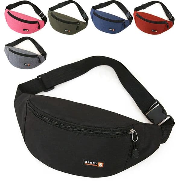 Men Women Black Waist Bag Sport Run Fanny Pack Crossbody Fashion Chest Phone Purse Multifunction Belt 250514BJ