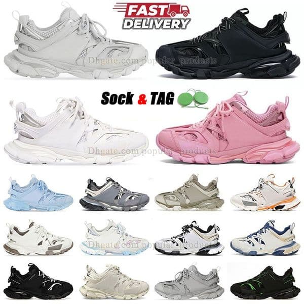 Runners Shoes Led Men Designer Tracks Brand Trainers Track 3 30 Tripler Rosa Pink Black Nylon White Light Blue Grey Outdoor Walking Sneakers Womens Platform Trainer