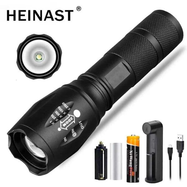 T6 Strong Light Flashlight LED Self Defense Aluminum Alloy Telescopic Zoom with Battery Outdoor Searchlight Remote Torch Z250514