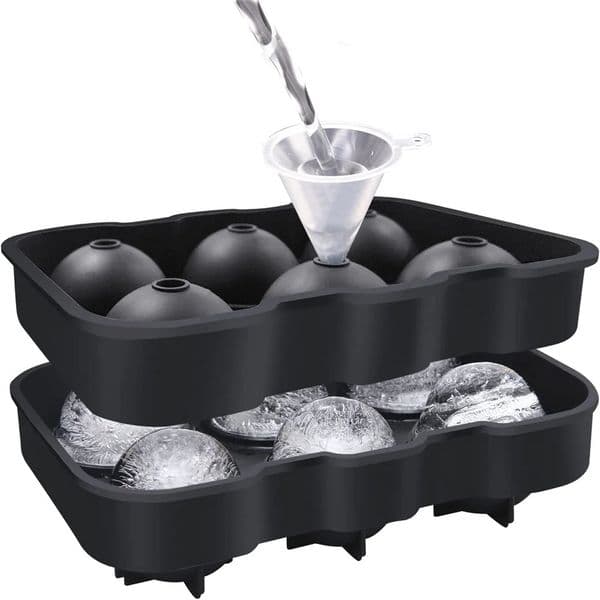 Ice Ball Maker Molds Silicone Sphere Tray with Funnel 18inch Round Reusable Form for Cocktail Whiskey Tool 250515BJ