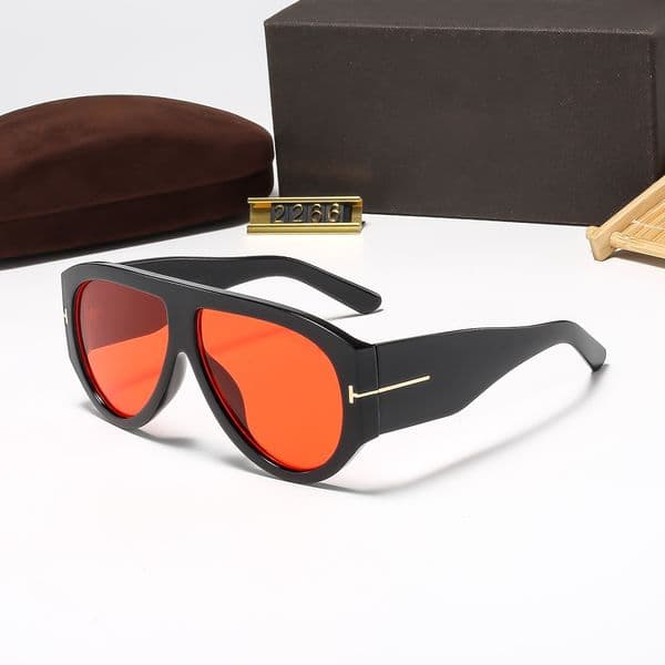 Mens Designer Oversized Shield Sunglasses - Acetate Frame T-Logo Accents Multi-Color Lens UV400 Protection Retro Luxury Glasses for Women Driving