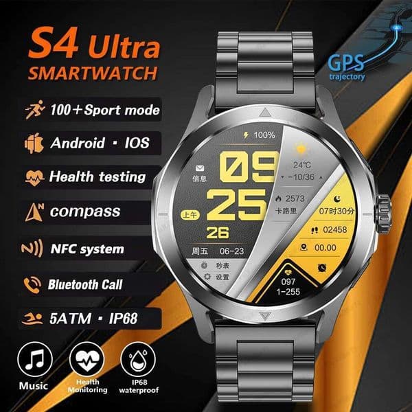 S4 Ultra GPS Tracking Sport Smart Watch Man AMOLED HD Screen Bluetooth Call NFC Heart Rate Waterproof SmartWatch For Xiaomi 2025