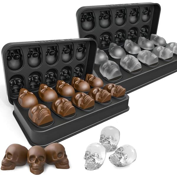 3D Skull Ice Cube Tray Silicone Maker Molds 4610 Cavity for Whiskey Cream Party Kitchen Bar Tools 250515BJ