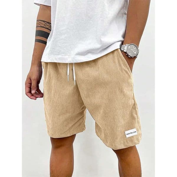 Summer Men Corduroy Sweatpants Casual Shorts Mens Beach Basketball Short Trousers Solid Color Label Sportswear 250515
