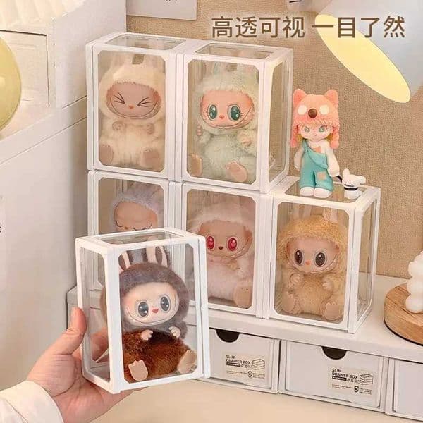 Labs Display Box Glass Vinyl Doll Storage Box Cotton Doll Handmade Transparent Display Case Desktop Collection Ornaments Gift Z250515