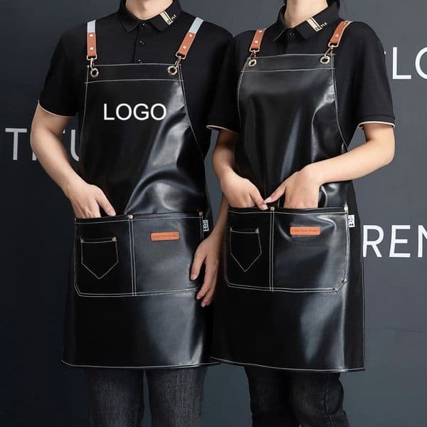 Customizable Beautyer Apron Perfessional Barber Waterproof Leather Work Apron For Hairdresser Man/Women With Pocket Tablier 250515