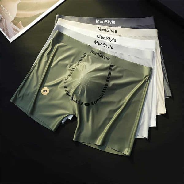 3PCS/Pack Luxury Satin-like Ice Silk Ultra-thin Mens Panties Breathable Seamless Underwear Antibacterial High Elastic ShortsXJ250516