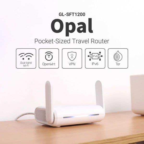 GL.iNet GL-SFT1200 (Opal) Secure Travel WiFi - AC1200 Dual Band Gigabit Ethernet Wireless Internet Router X250516