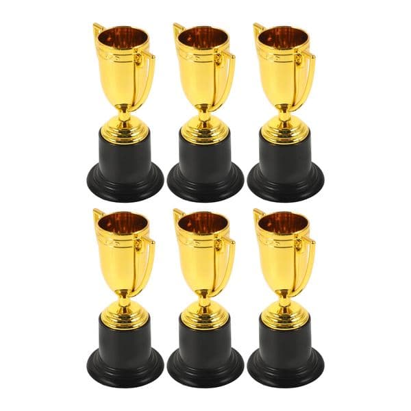 6 Pcs Golden Plastic Award Trophy Sport Mini Trophies Kids Staff Cup Awards Souvenirs Team Sports Plastic Trophies Game Prize 250516