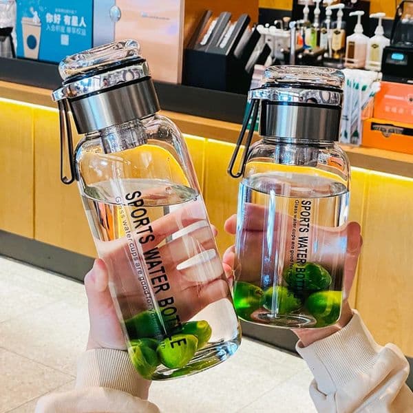 1500ML2000ML large capacity high borosilicate glass water bottle transparent milk juice cup outdoor portable thermos cup 250515