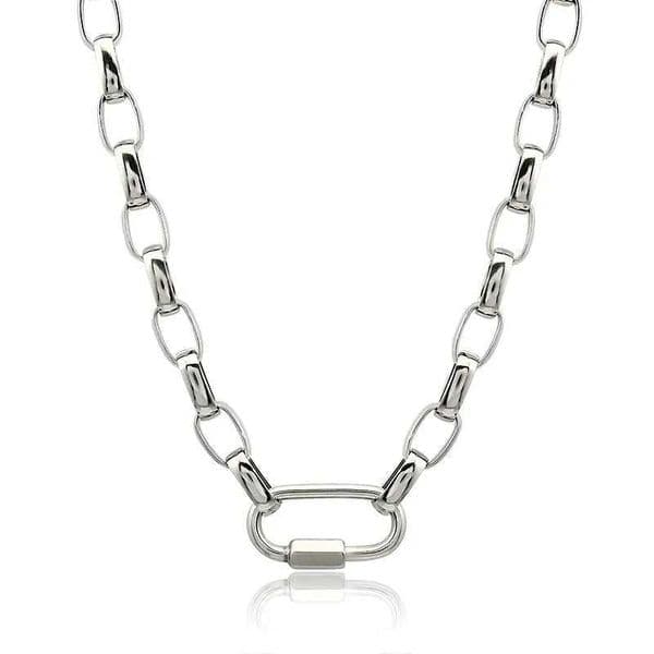 Stainless Steel Carabiner Hook Closure Necklace for Wen Men Geetric Metal Links 9mm Wide Link Chain Necklaces Party Gifts X250516