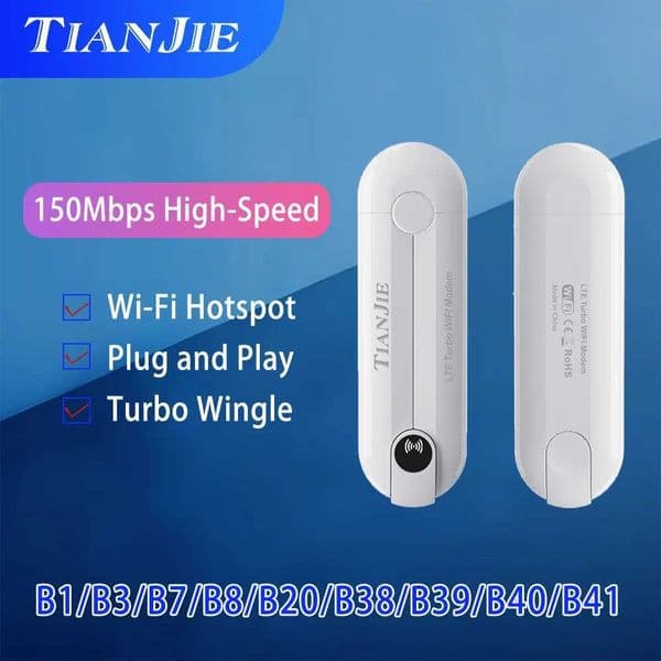 TIANJIE U911 4G USB Modem With Wi-Fi hotspot Dual Antenna Router with SIM card slot150Mbps high-speed internet USB Wifi Dongle X250516