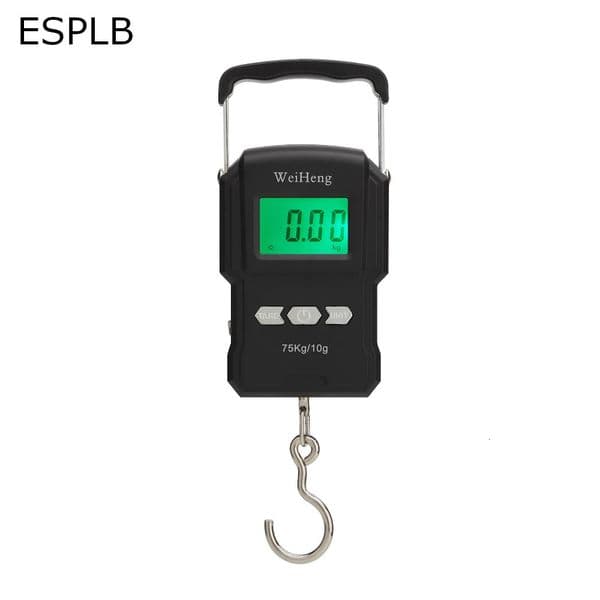 ESPLB 75kg/10g Tape Measure Digital Scale Portable Digital BackLight Fishing Hanging Hook Scale with 1M Ruler 250516