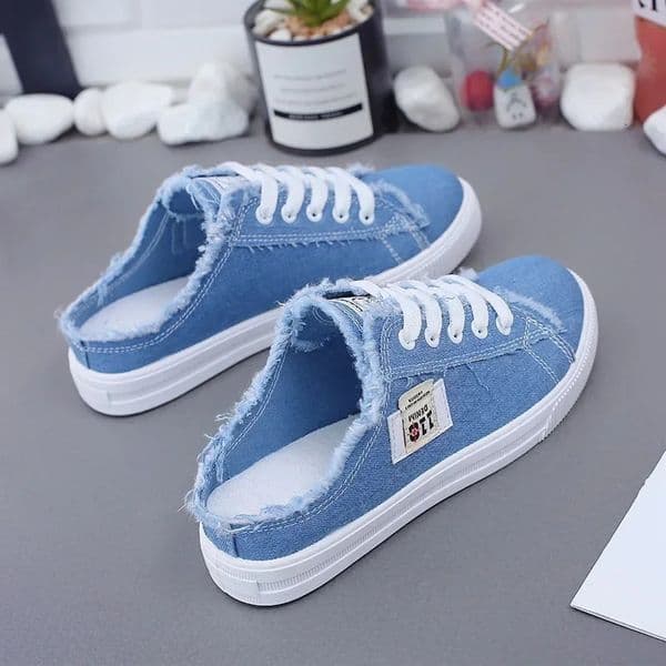 Spring Summer Women Canvas Sneaker Low Top Denim Sneakers Ladies Lace-Up Flat Canvas Board Shoes Female sapatos femininos 250515BJ