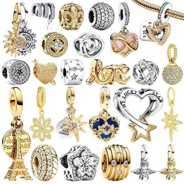 Hot Sale Sun Moon Lucky Star Sparkling Gold Angel Dangle Charm Beads Fit Original European 925 Silver Bracelet DIY Jewelry GiftXJ250517